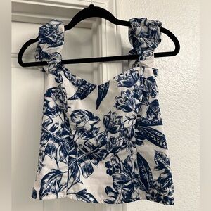 Abercrombie & Fitch Navy and Floral Patterned Crop Top